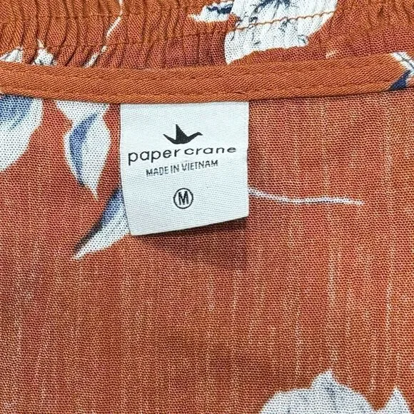 Anthropologie Paper Crane Smocked Blouse Floral Top Women’s Medium - Picture 3 of 4